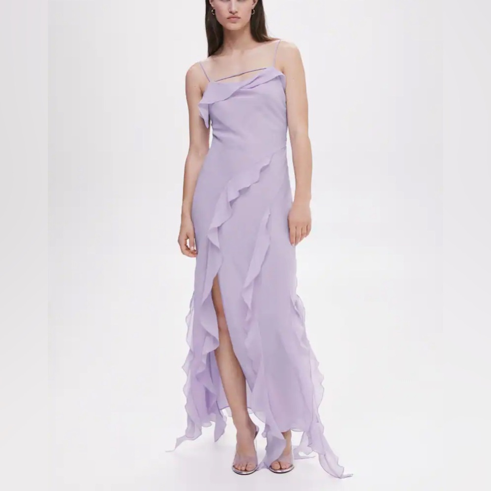 Mango Ruffled detail dress